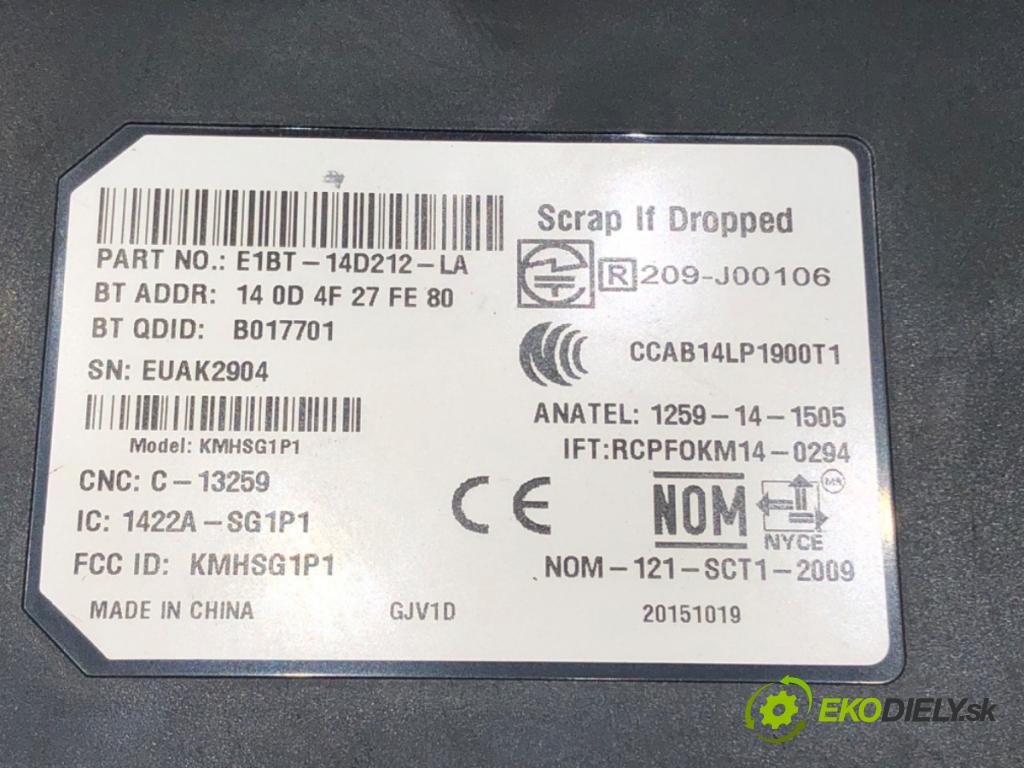 FORD ECOSPORT 2011 - 2022    1.0 EcoBoost 92 kW [125 KM] benzyna 2013 - 2022  Modul BLUETOOTH E1BT-14D212-LA (Riadiaca jednotka ostatné)