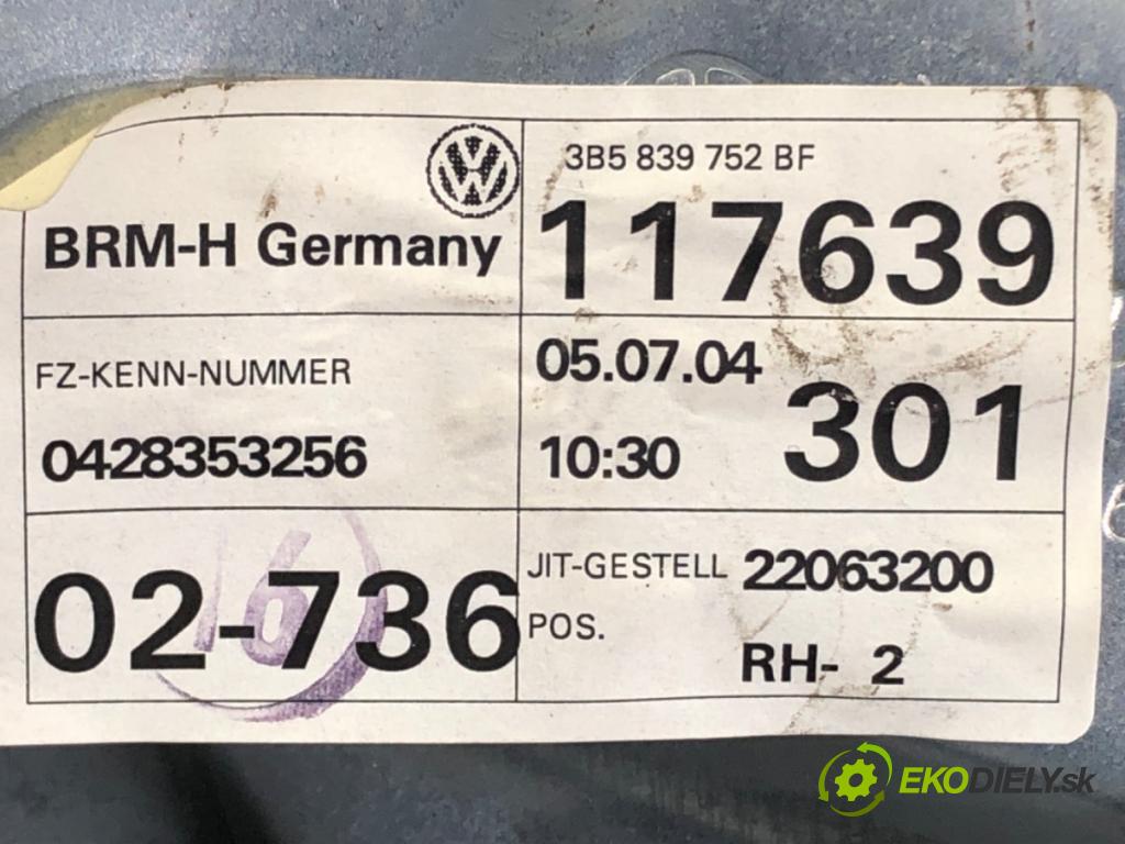 VW PASSAT B5.5 Variant (3B6) 2000 - 2005    1.9 TDI 96 kW [130 KM] olej napędowy 2000 - 2005  mechanismus okna pravý zadní část 3B5839752BF