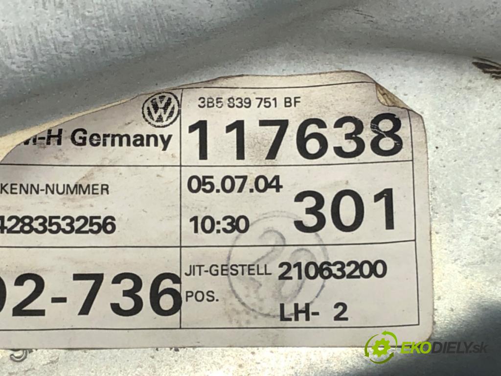 VW PASSAT B5.5 Variant (3B6) 2000 - 2005    1.9 TDI 96 kW [130 KM] olej napędowy 2000 - 2005  mechanismus okna levý zadní část 3B5839751BF