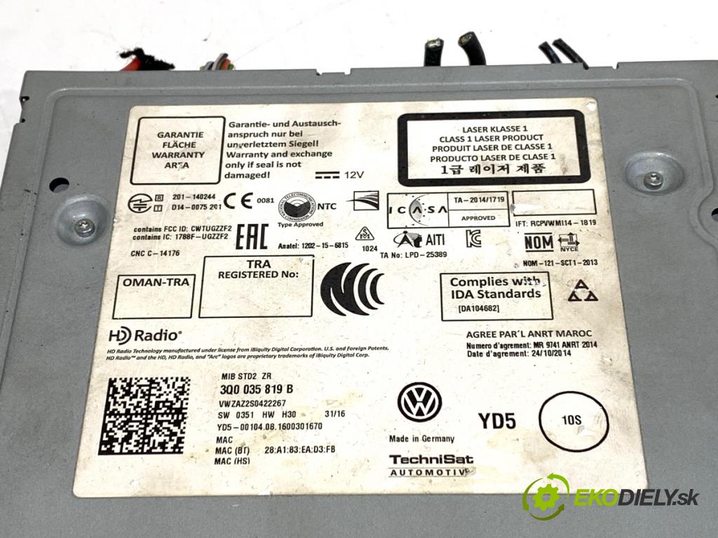 VW GOLF VII Kombi 2016 81 kW 1.6 TDI 1598 RADIO 3Q0035819B (Audio zariadenie)