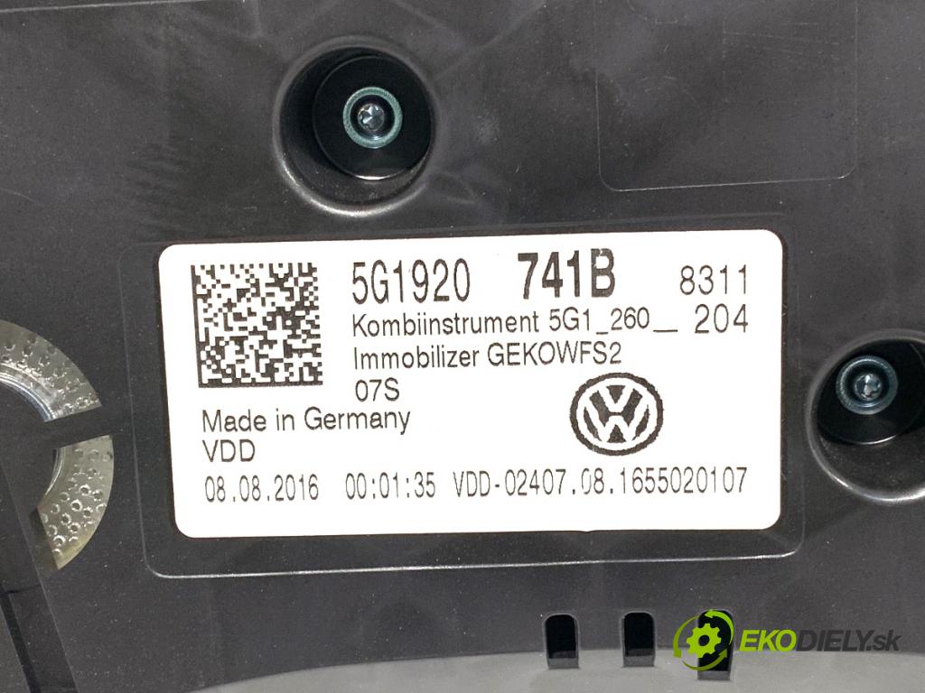VW GOLF VII Kombi 2016 81 kW 1.6 TDI 1598 Prístrojovka 5G1920741B (Prístrojová doska, displej)