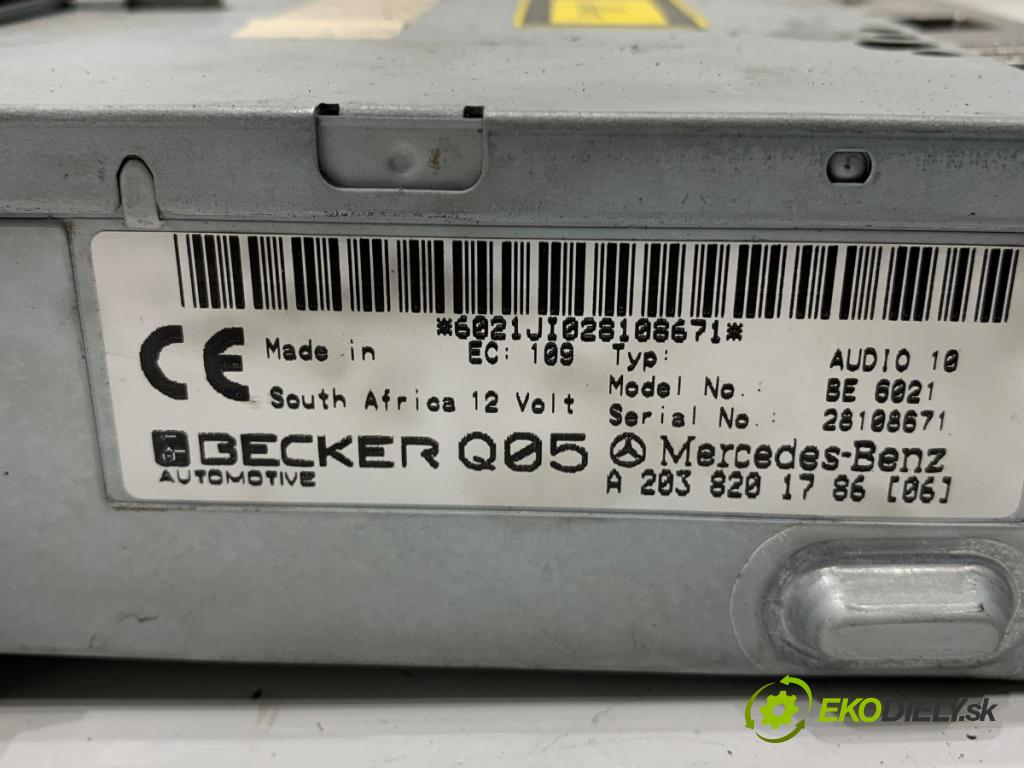 MERCEDES-BENZ W203 sedan 2001 120 kW C 200 Kompressor (203.045) 1998 RADIO A2038201786 (Audio zariadenie)