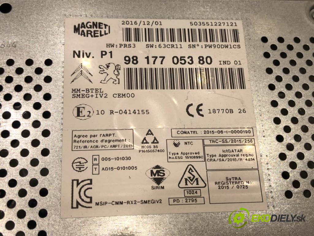 PEUGEOT 2008 I (CU_) 2013 - 2022    1.6 BlueHDi 100 73 kW [100 KM] olej napędowy 2015 - 2022  RADIO 9817705380 (Audio zariadenie)