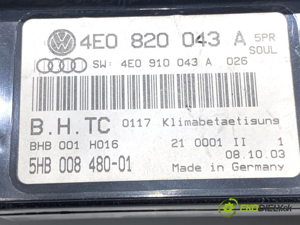 AUDI A8 D3 sedan 2003 202 kW 4.0 TDI quattro 3936 Panel ovládania kúrenia 4E0820043A (Prepínacie páčky pod volantom)