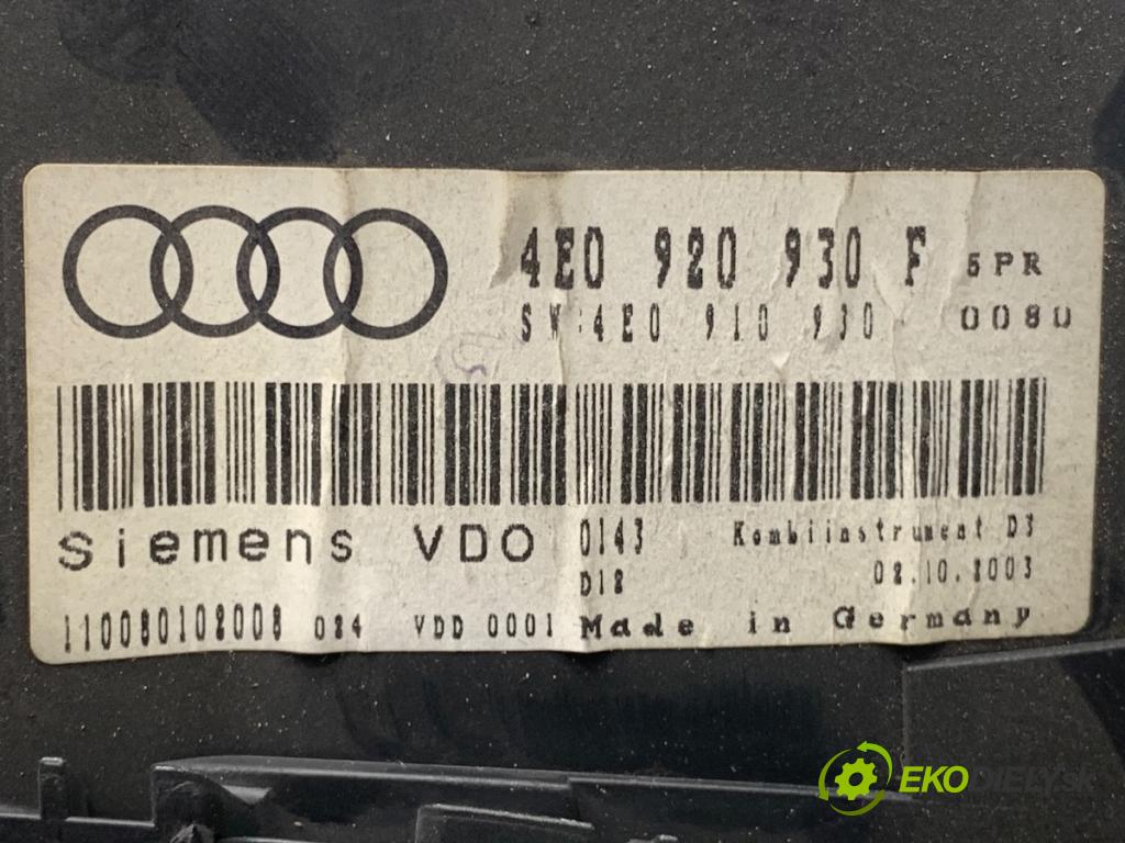 AUDI A8 D3 sedan 2003 202 kW 4.0 TDI quattro 3936 Prístrojovka 4E0920930F (Prístrojová doska, displej)