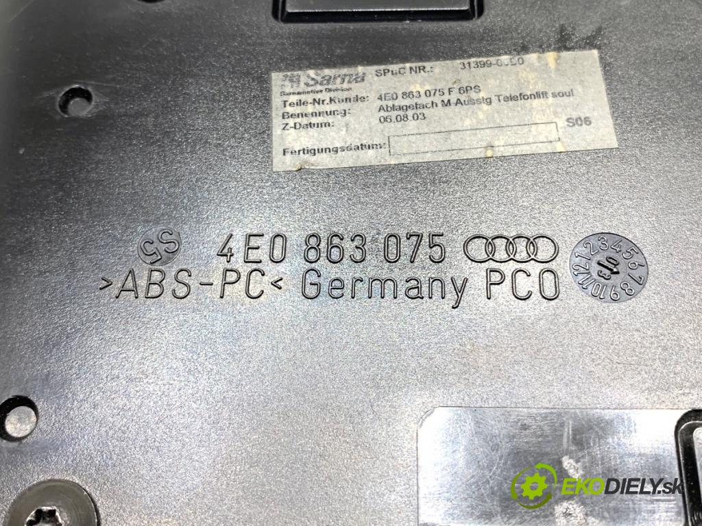 AUDI A8 D3 sedan 2003 202 kW 4.0 TDI quattro 3936 Priehradka, kastlík telefón 4E0863075
