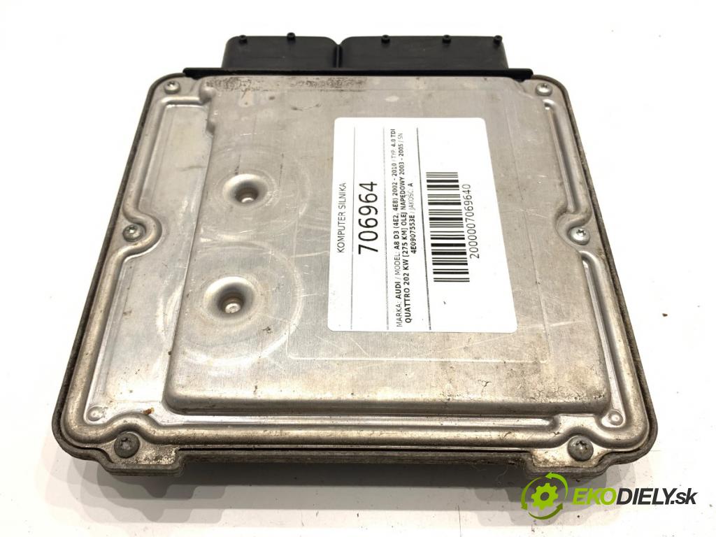 AUDI A8 D3 sedan 2003 202 kW 4.0 TDI quattro 3936 riadiaca jednotka Motor 4E0907409B (Riadiaca jednotka)