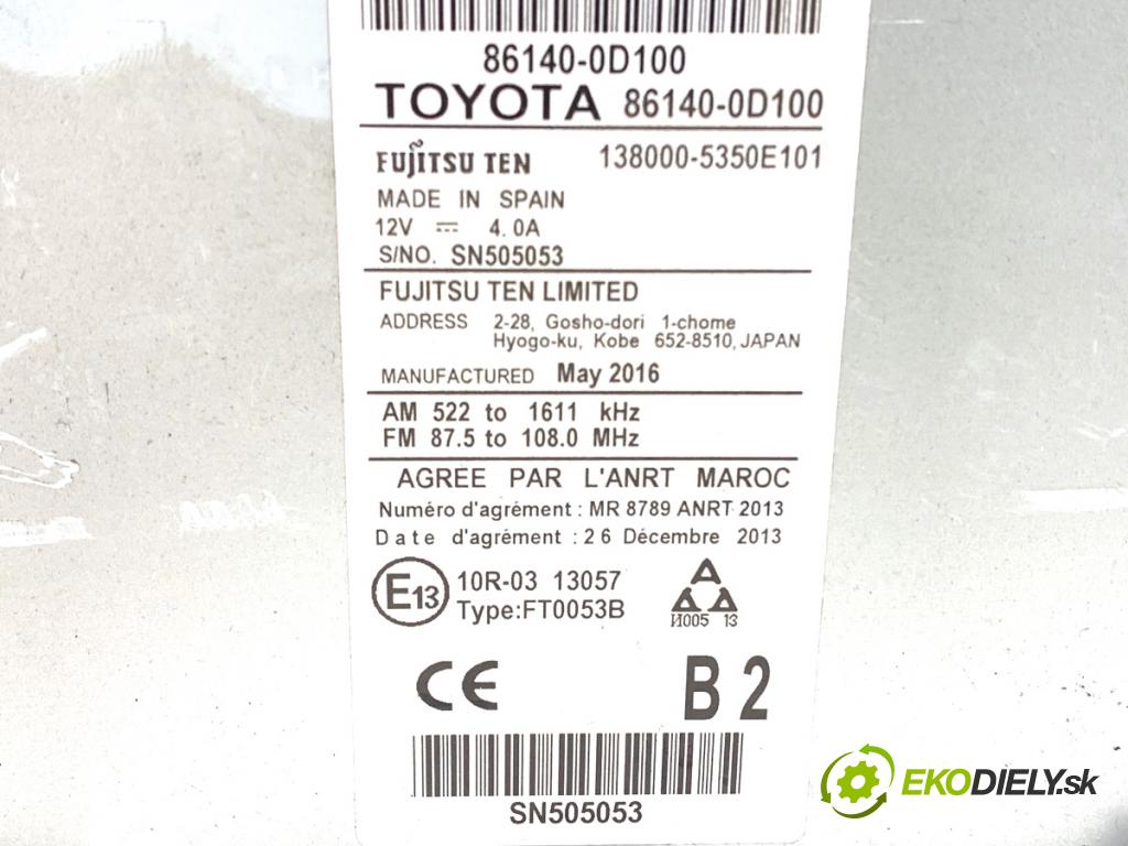 TOYOTA YARIS III liftback 2016 73 kW 1.3 (NSP130_) 1329 RADIO 86140-0D100 (Audio zariadenie)