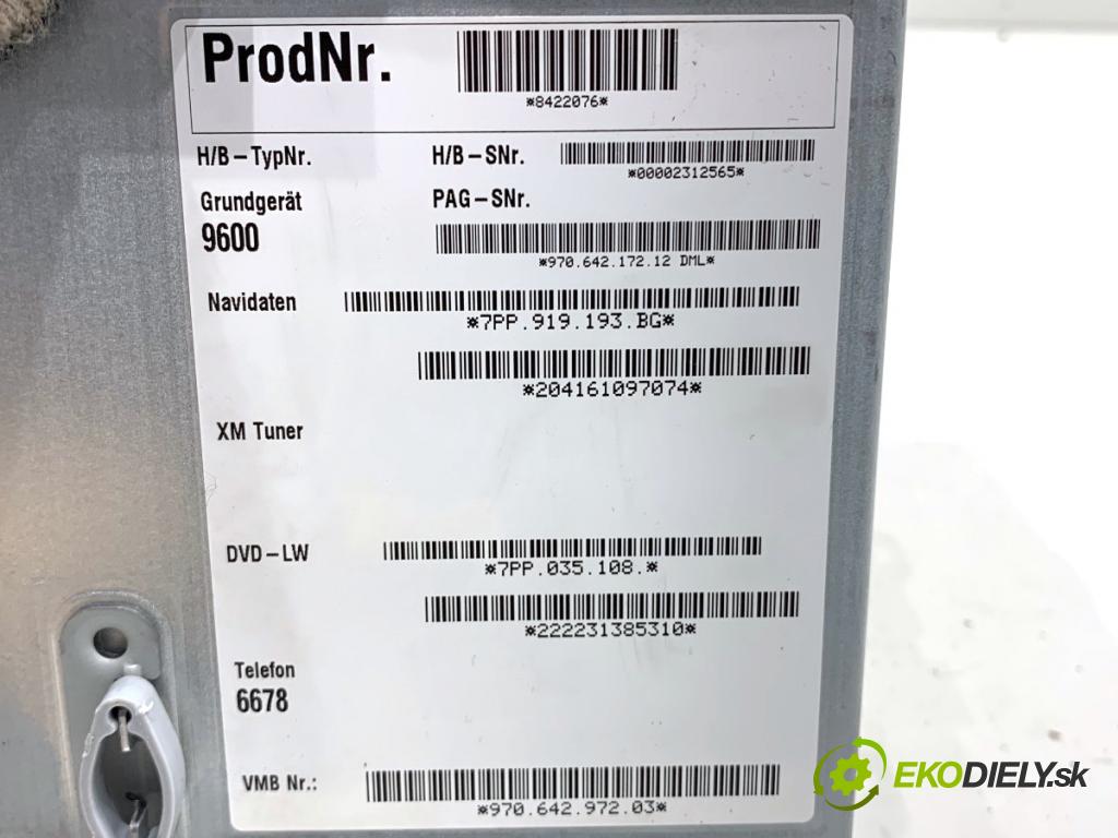 PORSCHE PANAMERA liftback 2012 294 kW 4.8 4S 4806 RADIO 7PP919193BG (Audio zariadenie)