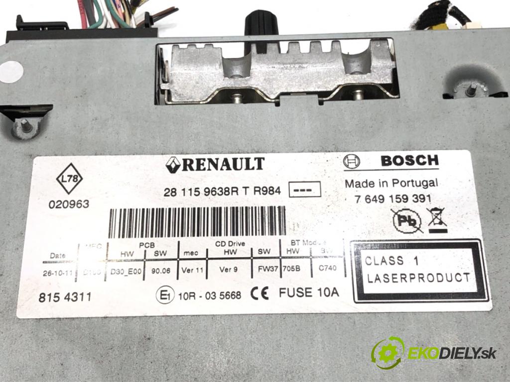 RENAULT MEGANE III nadwozie zamknięte / kombi 2012 81 kW 1.5 dCi 1461 RADIO 281159638R (Audio zariadenie)