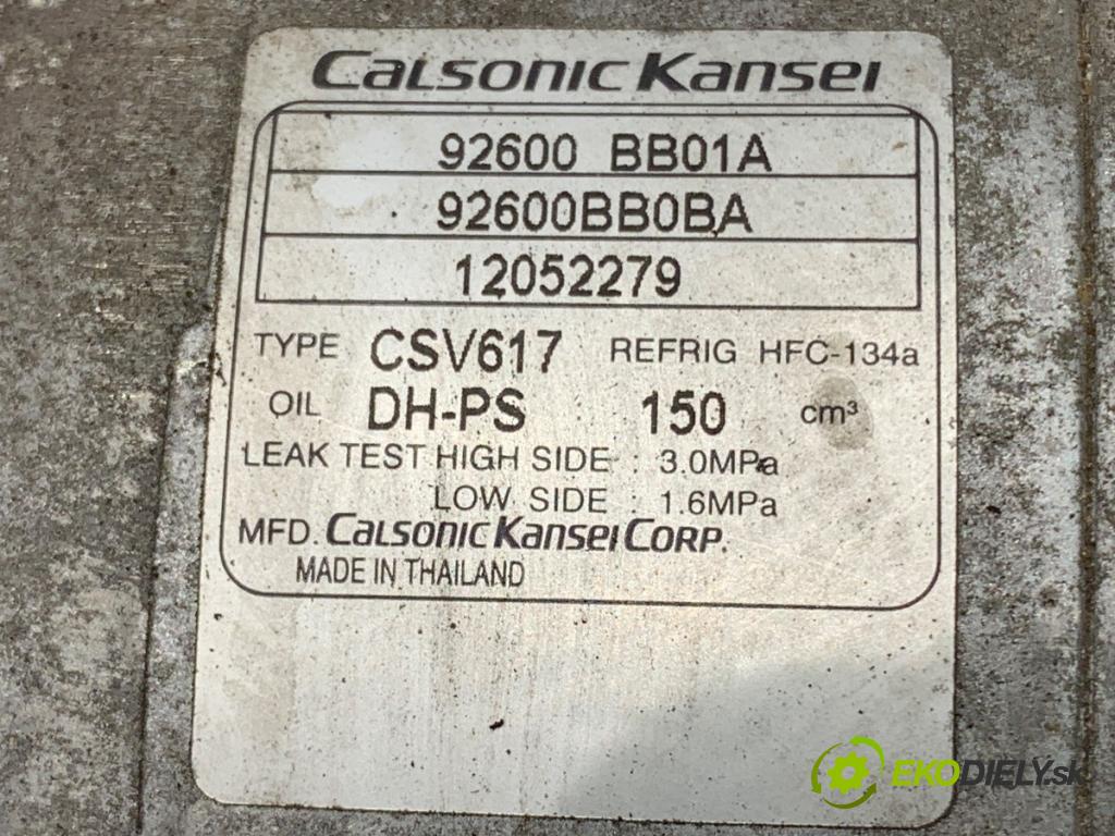 NISSAN QASHQAI J10 SUV 2012 86 kW 1.6 LPG 1598 Kompresor klimatizácie 92600-BB01A (Kompresor klimatizácie)