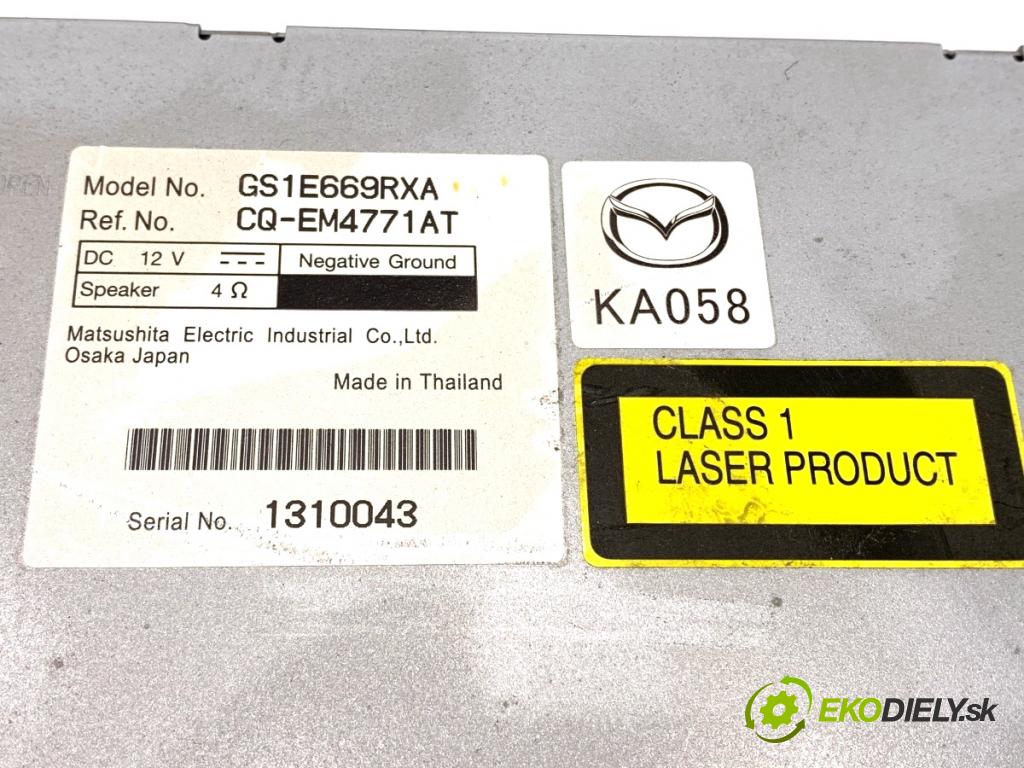 MAZDA 6 GH Kombi 2009 88 kW 1.8 MZR 1798 RADIO GS1E669RXA (Audio zariadenie)