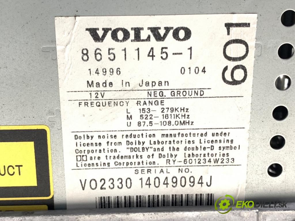 VOLVO S80 I sedan 2001 103 kW 2.4 2435 RADIO 8651145 (Audio zariadenie)