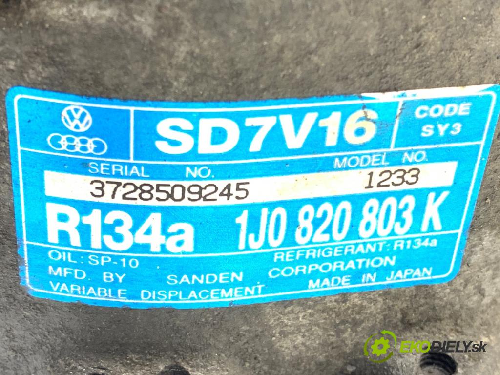 VW BORA I sedan 2002 74 kW 1.9 TDI 4motion 1896 Kompresor klimatizácie 1J0820803K (Kompresor klimatizácie)