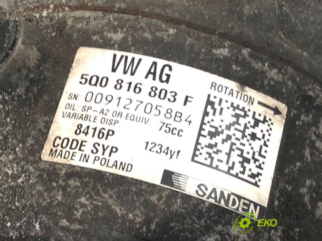 SKODA FABIA III liftback 2018 70 kW 1.0 TSI 999 Kompresor klimatizácie 5Q0816803F (Kompresor klimatizácie)