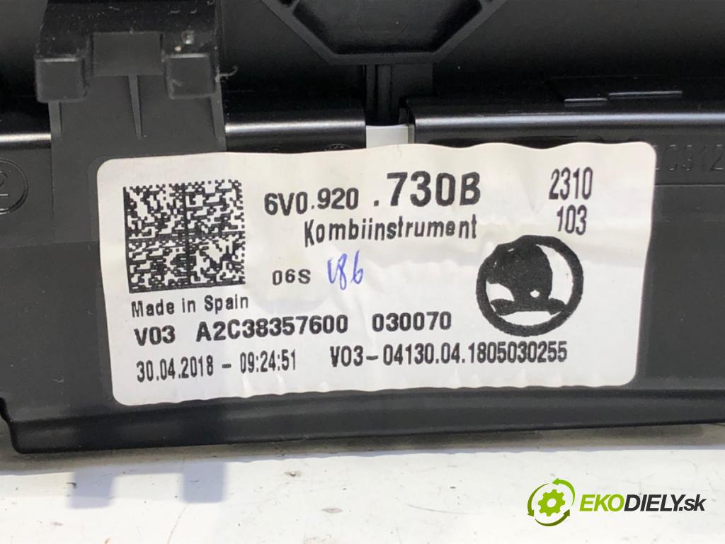 SKODA FABIA III liftback 2018 70 kW 1.0 TSI 999 Prístrojovka 6V0920730B (Prístrojová doska)