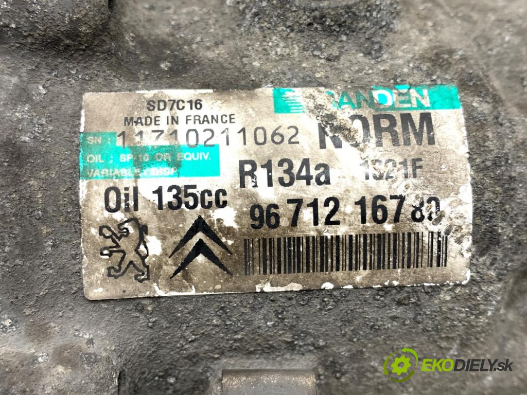 PEUGEOT 308 SW Kombi 2010 82 kW 1.6 HDi 1560 Kompresor klimatizácie 9671216780 (Kompresor klimatizácie)