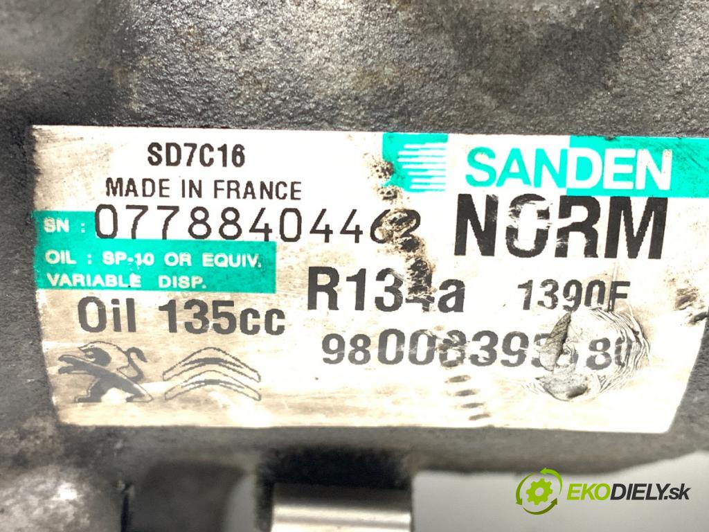 PEUGEOT 3008 nadwozie wielkoprzestrzenne (MPV) 2014 84 kW 1.6 HDi 1560 Kompresor klimatizácie 9800839580 (Kompresor klimatizácie)