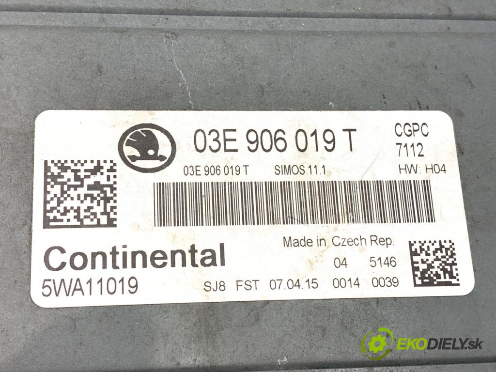 SKODA RAPID liftback 2015 55 kW 1.2 1198 riadiaca jednotka Motor 03E906019T (Riadiaca jednotka)