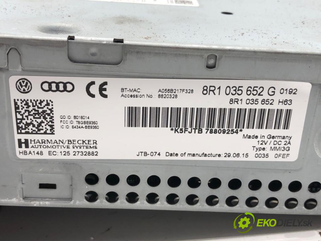 AUDI A4 B8 Kombi 2015 110 kW 2.0 TDI 1968 RADIO 8R1035652G (Audio zariadenie)