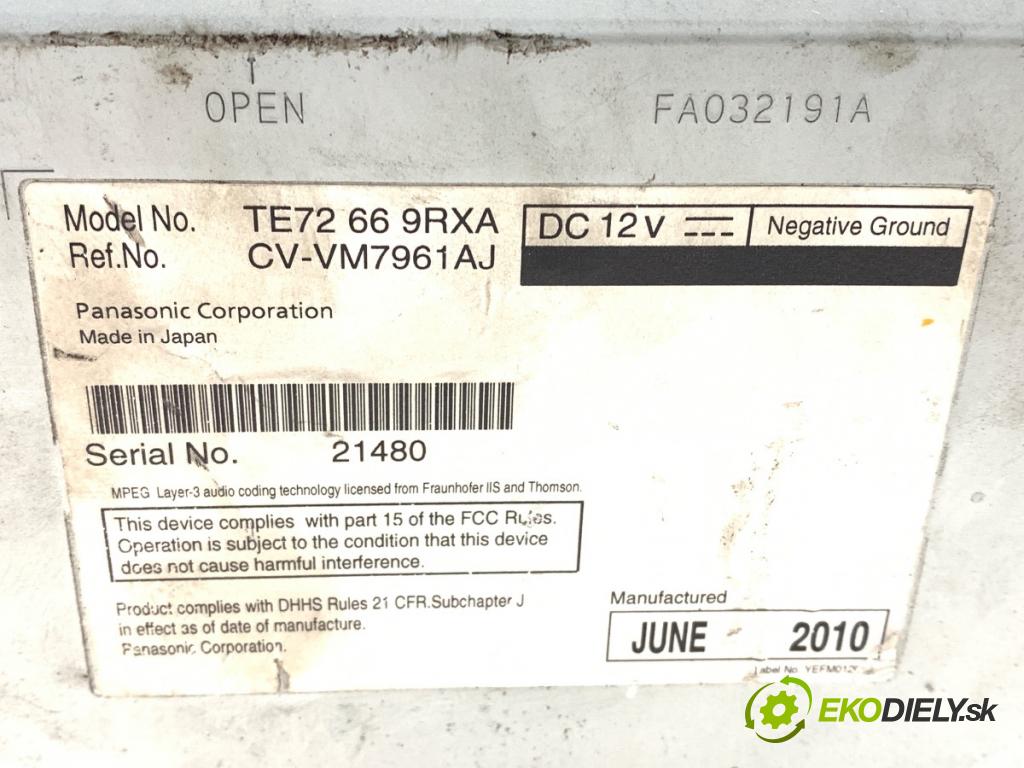 MAZDA CX-9 SUV 2012 204 kW 3.7 3726 RADIO TE72669RXA (Audio zariadenie)