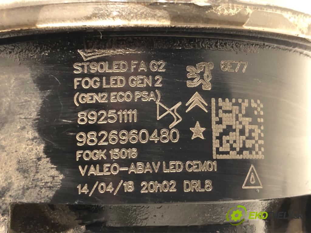 PEUGEOT 3008 SUV 2018 96 kW 1.5 BlueHDi 130 1499 hmlové svetlo, hmlovka levý přední část 9826960480