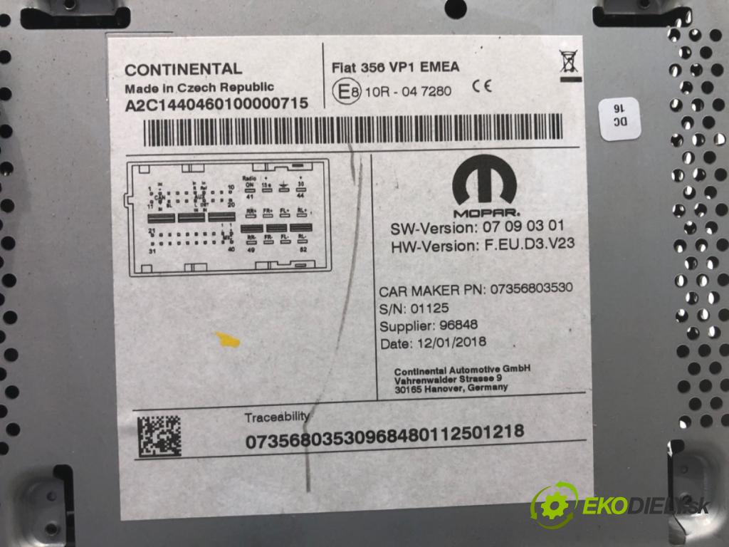 FIAT TIPO sedan 2018 70 kW 1.4 (356SXA1B) 1368 RADIO 0735680353 (Audio zariadenie)