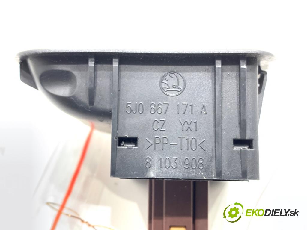 SKODA FABIA II Kombi 2009 59 kW 1.4 TDI 1422 Prepínač okien 5J0867171A (Prepínacie páčky pod volantom)