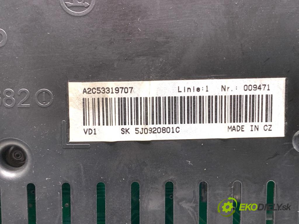 SKODA FABIA II Kombi 2009 59 kW 1.4 TDI 1422 Prístrojovka 5J0920801C (Prístrojová doska)