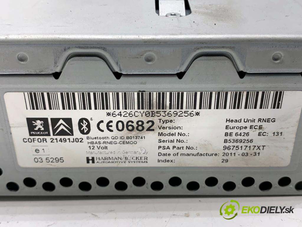 PEUGEOT 3008 nadwozie wielkoprzestrzenne (MPV) 2011 82 kW 1.6 HDi 1560 RADIO 96751717XT (Audio zariadenie)