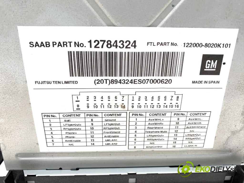 SAAB 45174 Kombi 2009 154 kW 2.3 t BioPower 2290 RADIO 12784324 (Audio zariadenie)
