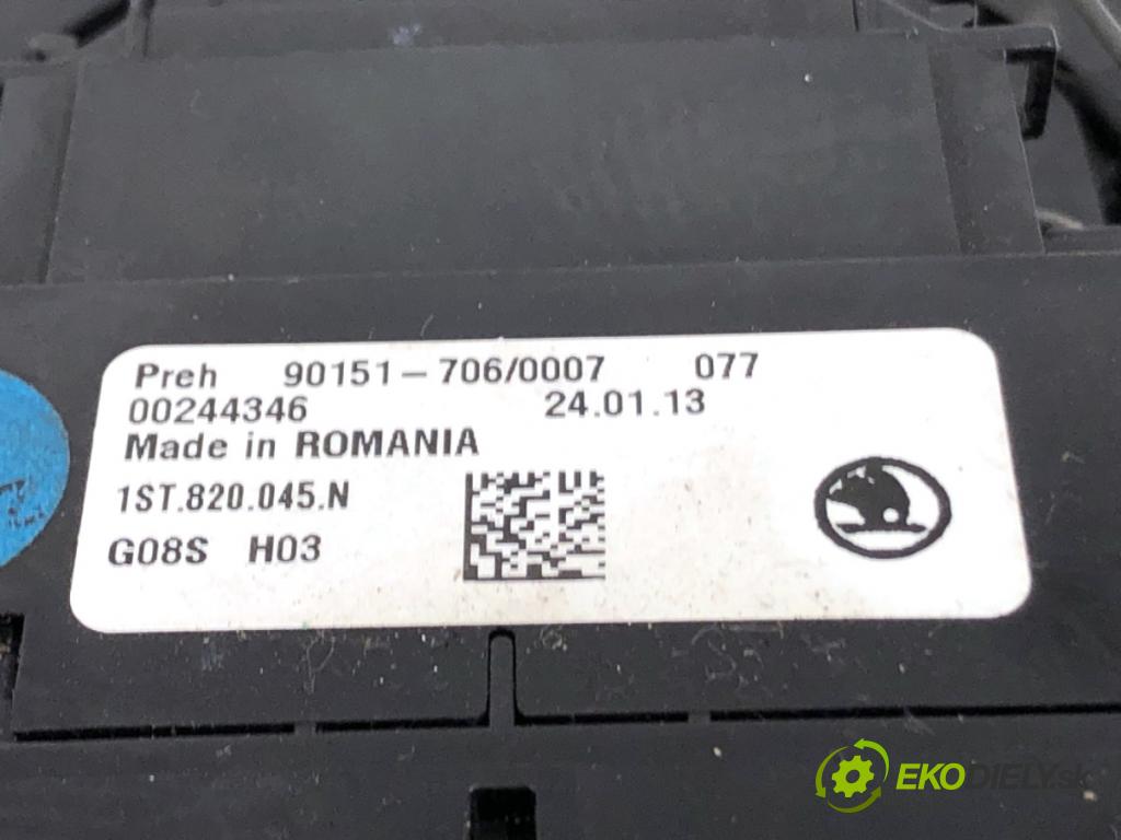 SKODA CITIGO liftback 2013 44 kW 1.0 999 Panel ovládania kúrenia 1ST820045N (Prepínacie páčky pod volantom)
