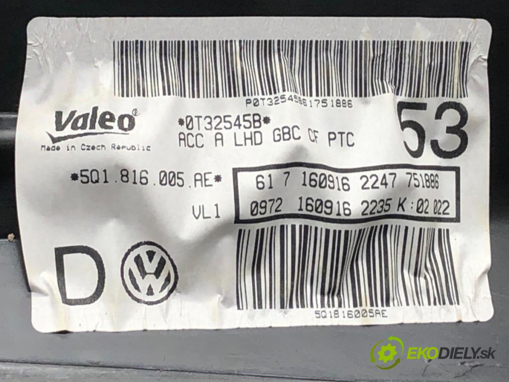 VW GOLF VII liftback 2016 81 kW 1.6 TDI 1598 Výhrevné teleso, radiátor kúrenia KOMBAJN 5Q1816005AE