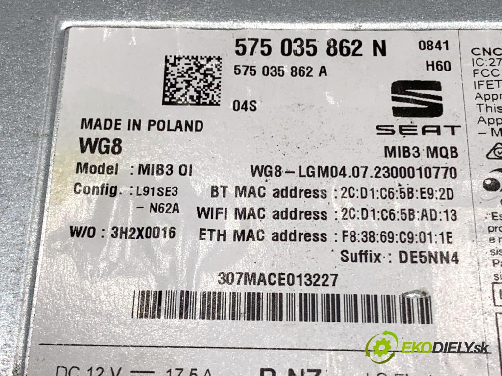 CUPRA ATECA  2023 110 kW 1.5 TSI 1498 čítač navigácie 575035862N (Elektrosúčasti ostatné)