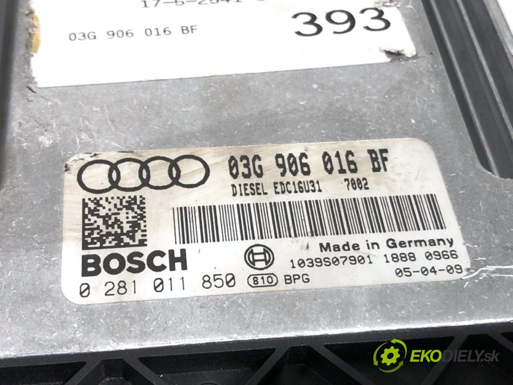 AUDI A6 C6 sedan 2005 103 kW 2.0 TDI 1968 riadiaca jednotka Motor 03G906016BF 0281011850 (Riadiaca jednotka)