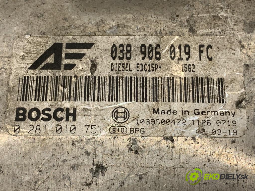 VW SHARAN nadwozie wielkoprzestrzenne (MPV) 2002 85 kW 1.9 TDI 1896 riadiaca jednotka Motor 038906019FC (Riadiaca jednotka)