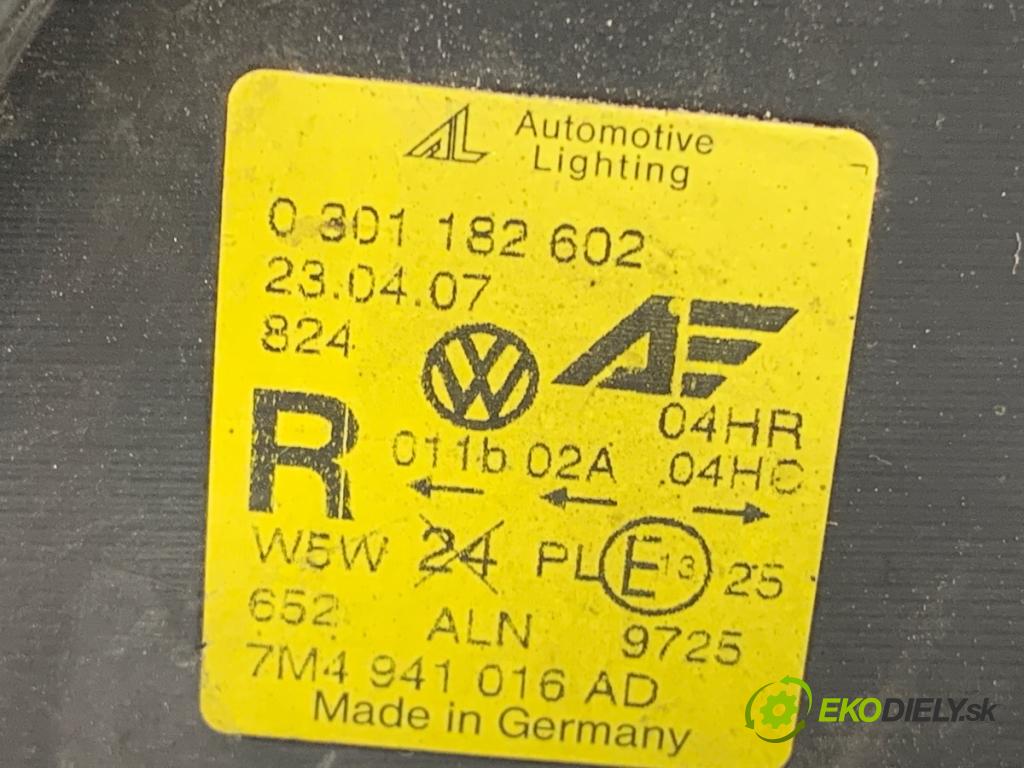 VW SHARAN nadwozie wielkoprzestrzenne (MPV) 2002 85 kW 1.9 TDI 1896 světlomet pravý přední část 7M4941016AD