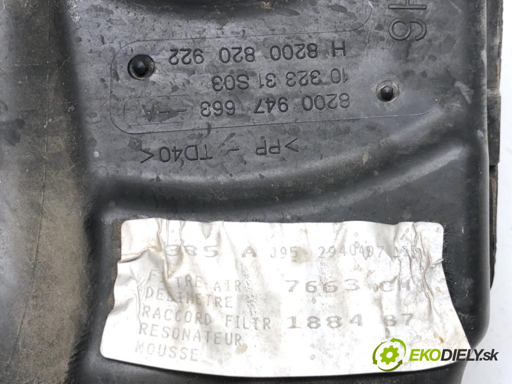 RENAULT SCENIC III nadwozie wielkoprzestrzenne (MPV) 2009 96 kW 1.4 16V (JZ0F, JZ1V) 1397 obal filtra vzduchu 8200947663 (Kryty filtrů)