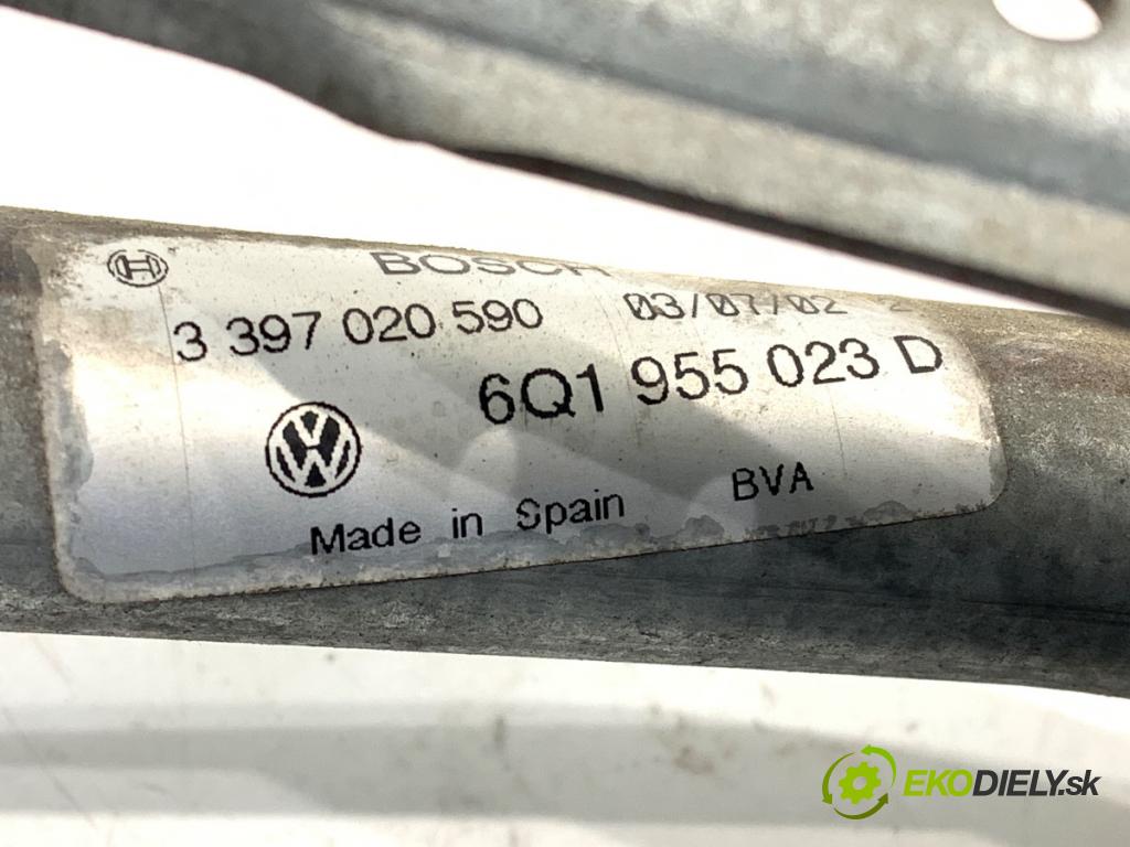VW POLO IV 9N liftback 2002 47 kW 1.2 12V 1198 Mechanizmus stieračov predný 6Q1955023D (Motorček stieračov predný)