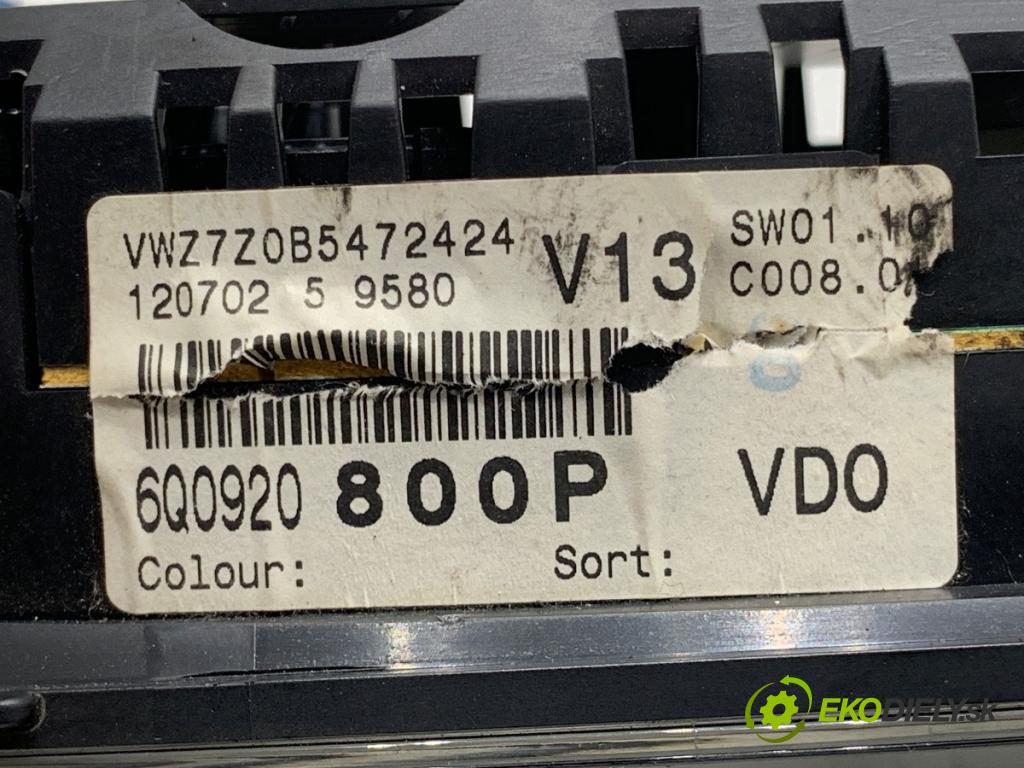 VW POLO IV 9N liftback 2002 47 kW 1.2 12V 1198 Prístrojovka 6Q0920800P (Prístrojová doska)