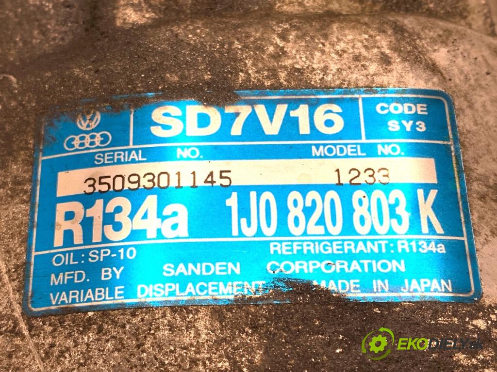 SEAT LEON I liftback 2001 77 kW 1.6 16 V 1598 Kompresor klimatizácie 1J0820803K (Kompresor klimatizácie)