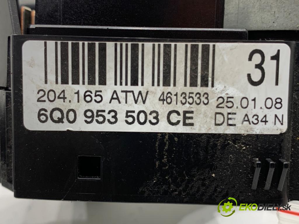 VW POLO IV 9N liftback 2008 51 kW 1.4 TDI 1422 Prepínač kombinovaný 6Q0953503CE (Prepínacie páčky pod volantom)