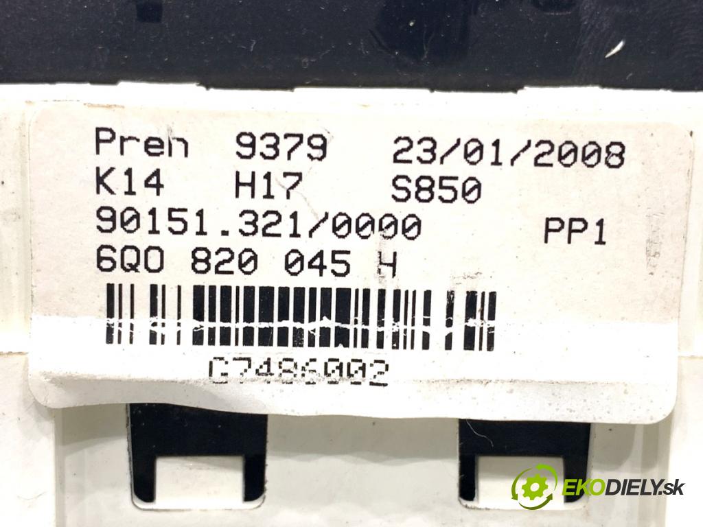 VW POLO IV 9N liftback 2008 51 kW 1.4 TDI 1422 Panel ovládania kúrenia 6Q0820045H (Prepínacie páčky pod volantom)