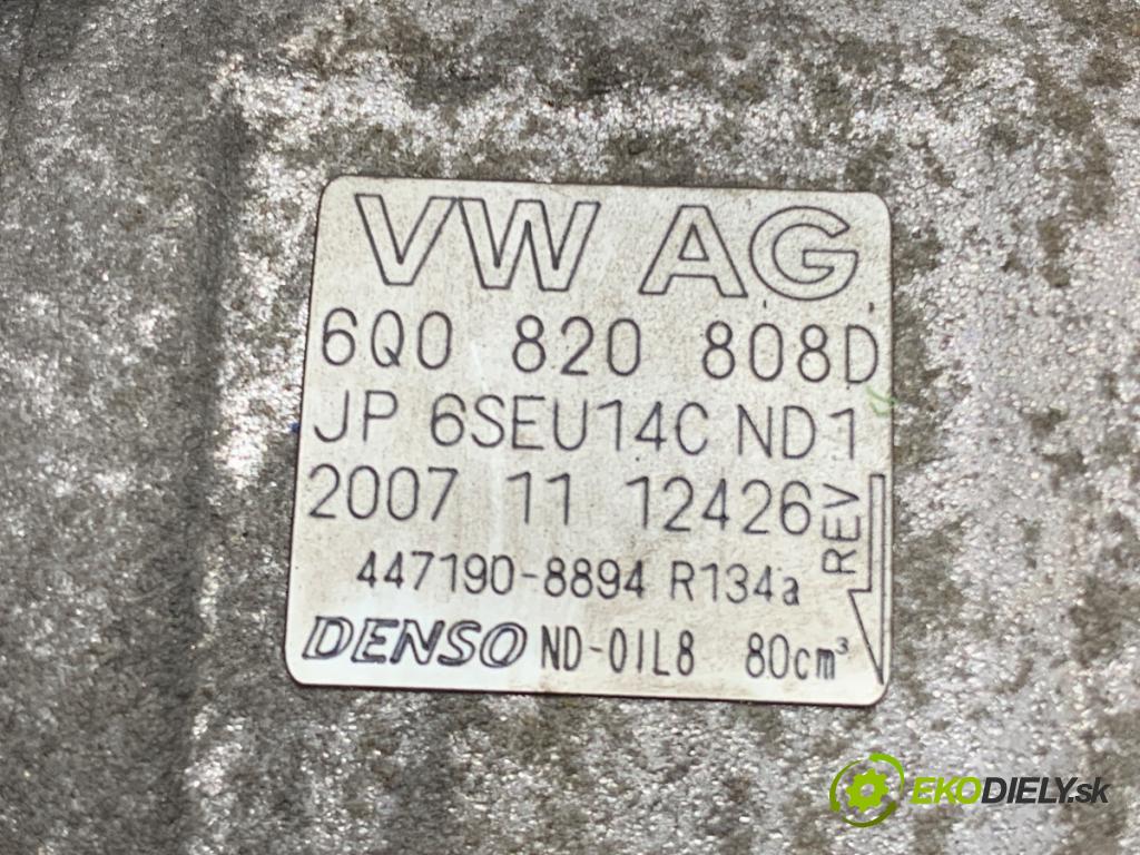 VW POLO IV 9N liftback 2008 51 kW 1.4 TDI 1422 Kompresor klimatizácie 6Q0820808D (Kompresor klimatizácie)
