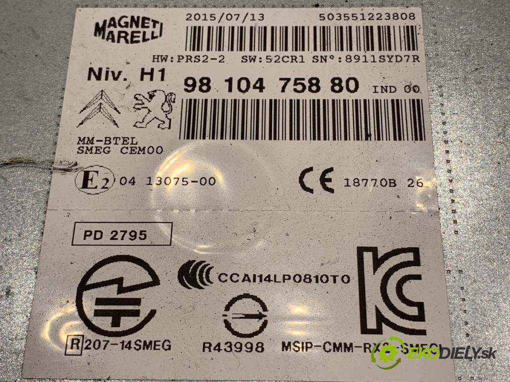 PEUGEOT 508 SW I Kombi 2015 133 kW 2.0 BlueHDi 180 1997 RADIO 9810475880 (Audio zariadenie)