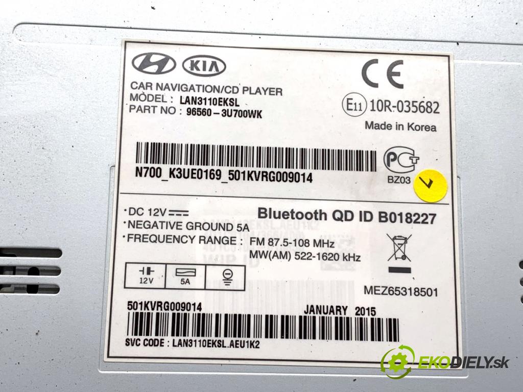 KIA SPORTAGE III SUV 2015 99 kW 1.6 GDI 1591 RADIO 96560-3U700WK (Audio zariadenie)
