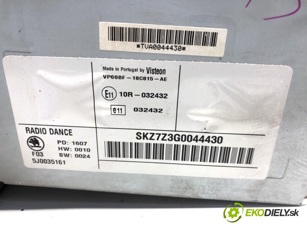 SKODA FABIA II liftback 2007 51 kW 1.2 1198 RADIO 5J0035161 (Audio zariadenie)