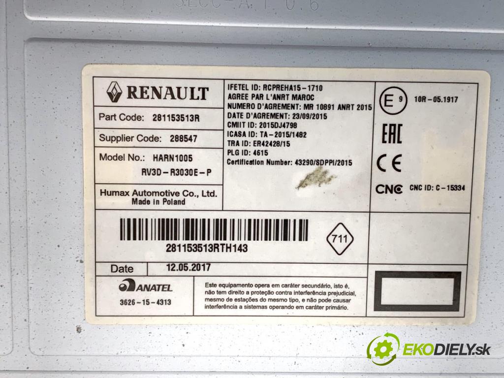 DACIA DUSTER SUV 2017 84 kW 1.6 SCe 115 1598 RADIO 281153513R (Audio zariadenie)