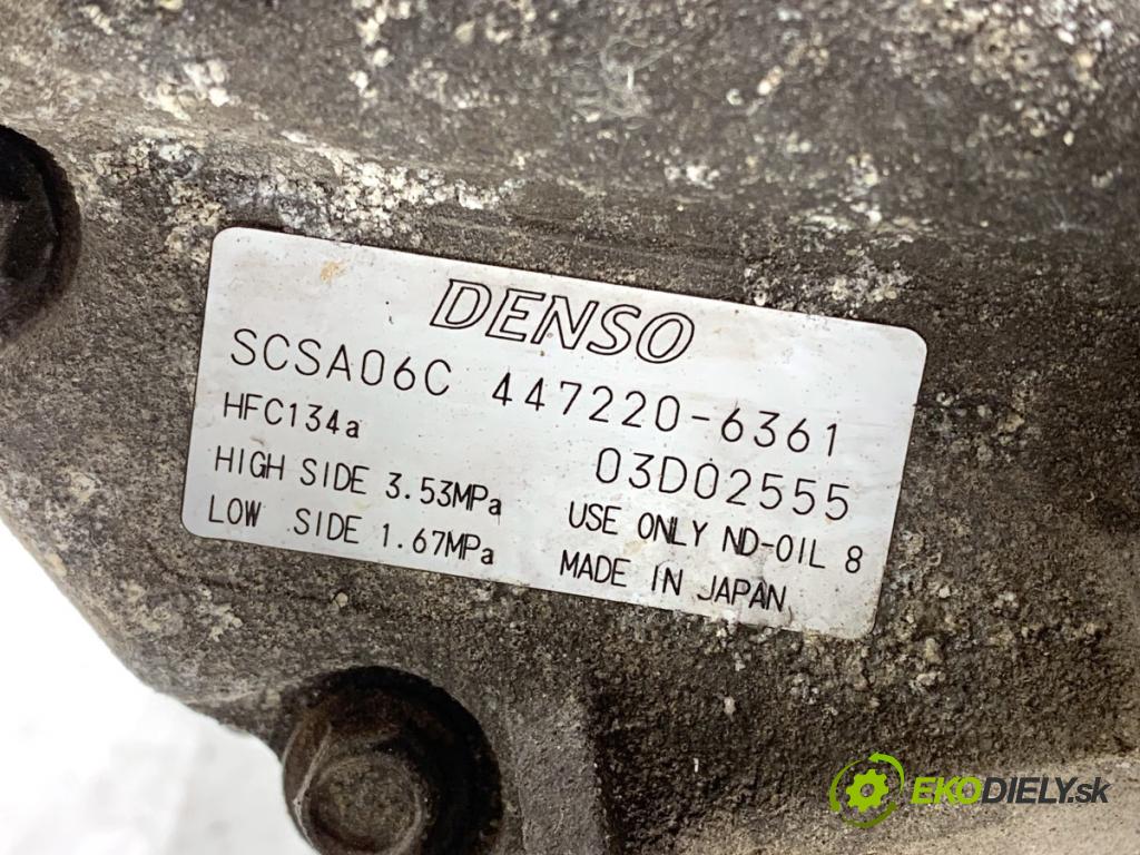 TOYOTA COROLLA E12 liftback 2002 141 kW 1.8 VVTL-i TS (ZZE123) 1796 Kompresor klimatizácie 447220-6361 (Kompresor klimatizácie)