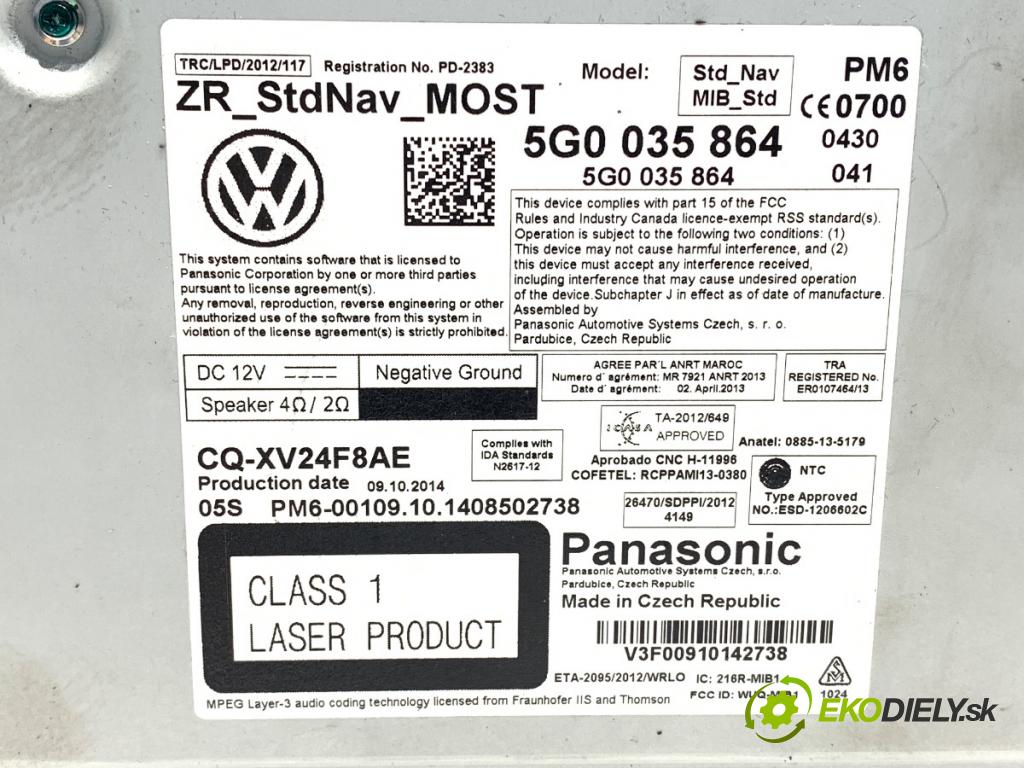 VW GOLF VII Kombi 2014 110 kW 2.0 TDI 1968 čítač navigácie 5G0035864 (Elektrosúčasti ostatné)